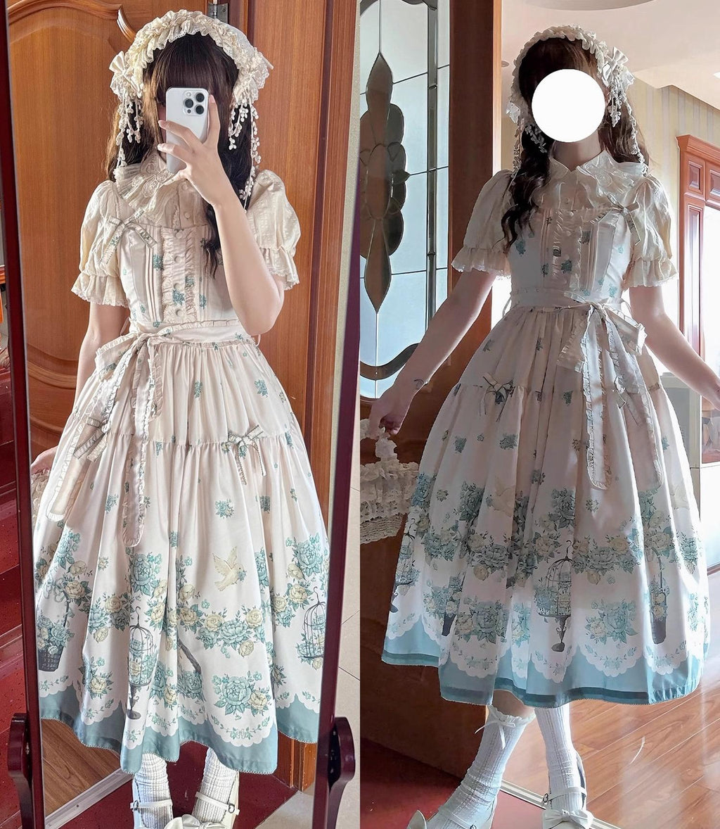 Floral and Bird Series - Classic Lolita JSK Dress, Floral Print - image 35