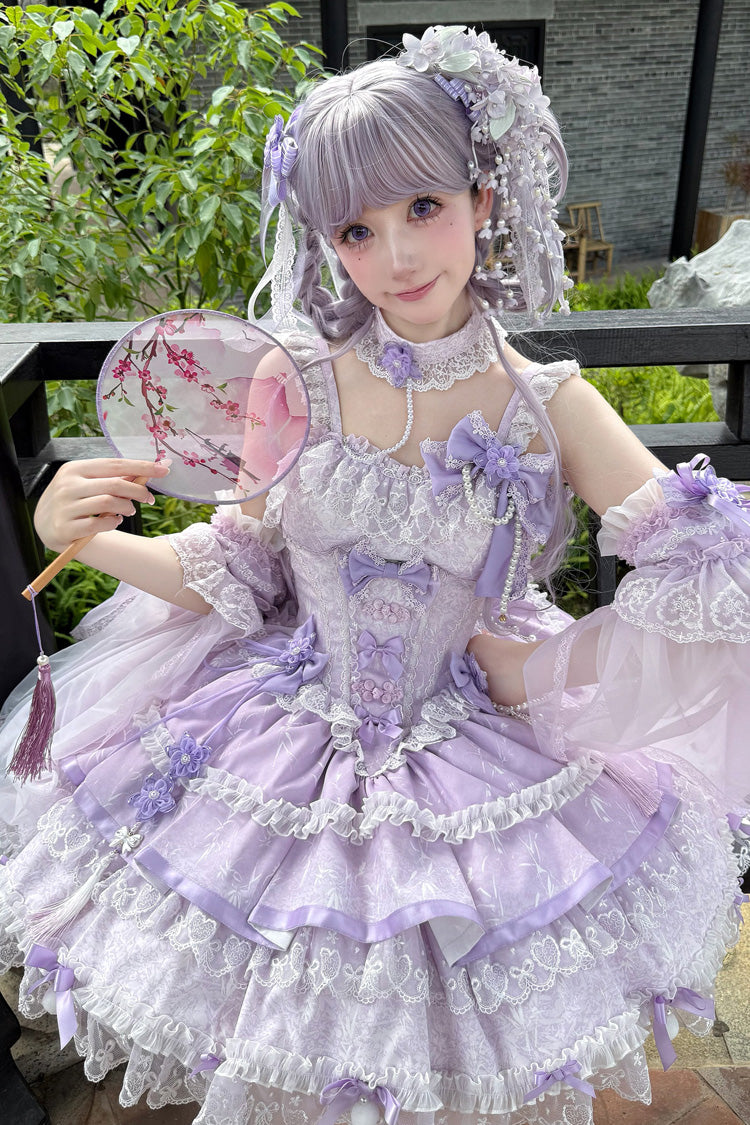 Purple Prelude of Spring Cherry Sweet Lolita JSK Dress - image 1