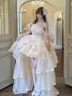 Pink Romantic Lolita JSK with Train and Arm Sleeves - image 4