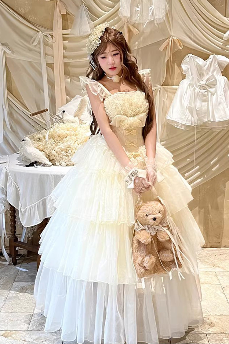 Mousse Love Song - Sleeveless Multi-Layered Ruffled Bride Bow Sweet Lolita Dress - image 2