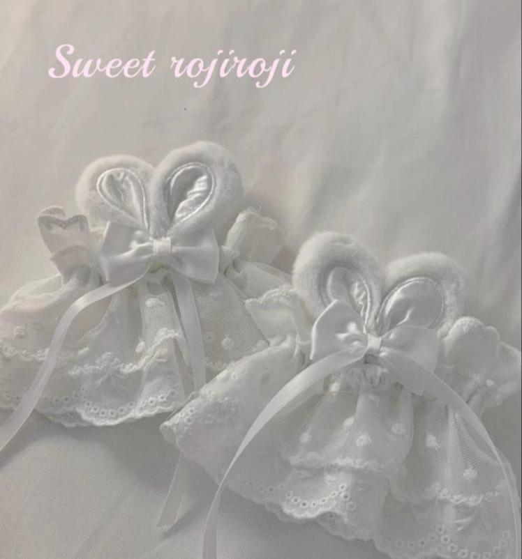 Cute Lolita Bunny Ears Cuffs Lace Summer Butterfly Hand Sleeves - image 11