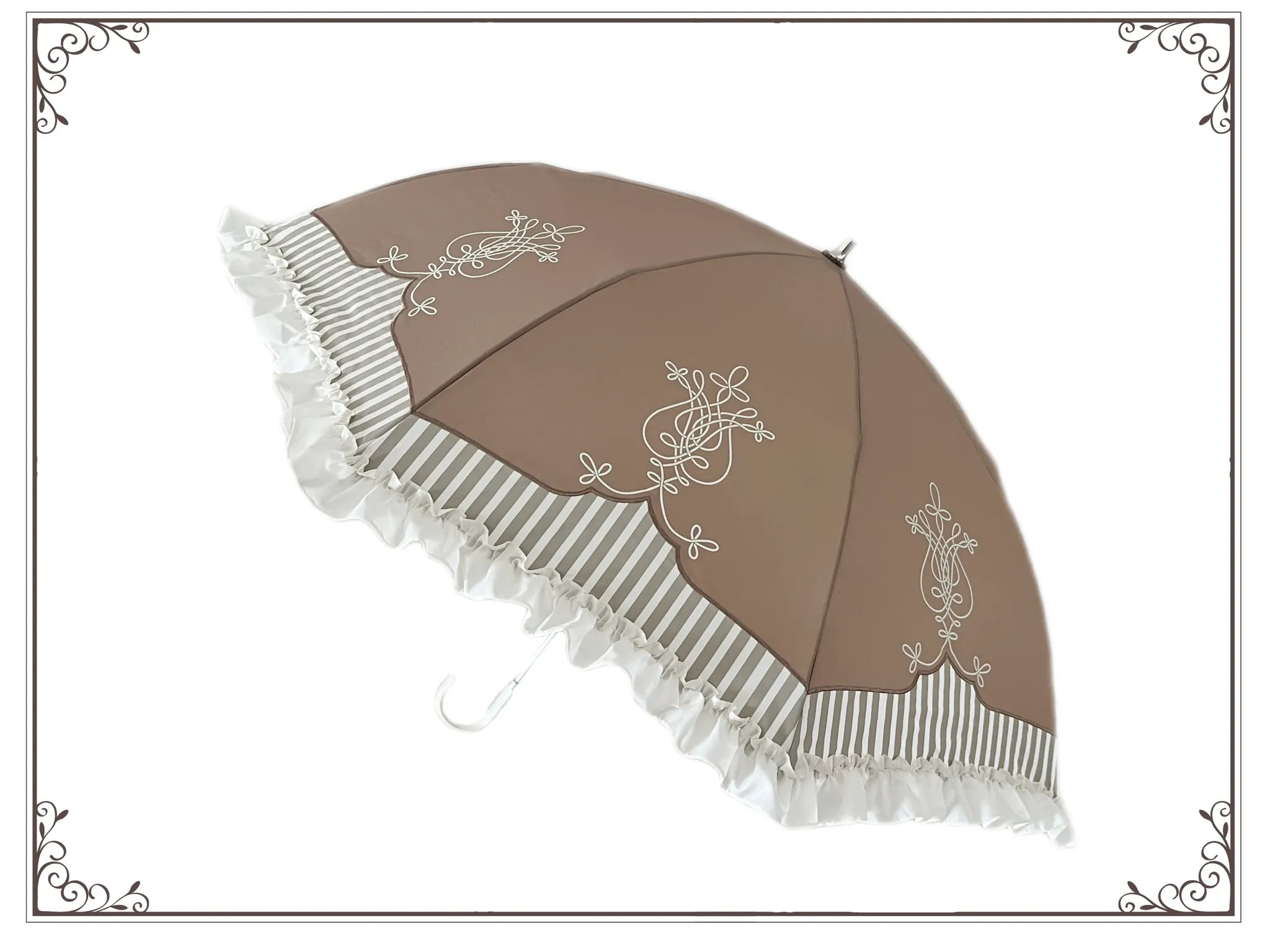 Lyre Academy - Classic Lolita 2-Fold Parasol, Lyre Print and Embroidered Trim - image 8