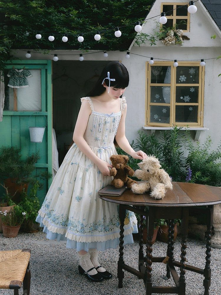 Blue Forget-Me-Not Floral Sweet Lolita JSK - image 12