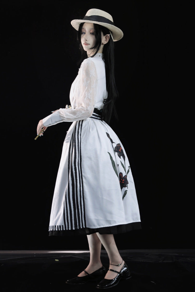 Lily - Printed & Embroidered Gothic Lolita Skirt - image 5