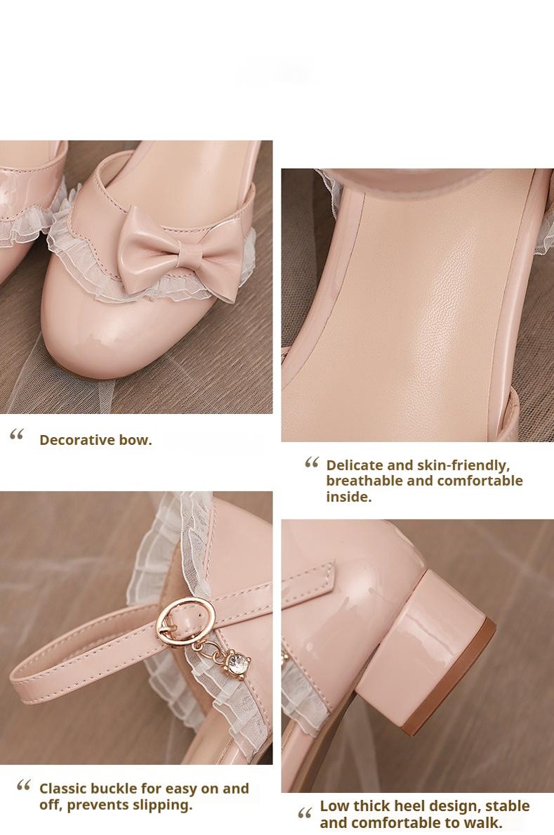 Bow-Tie Sweet Lolita Low Chunky Heel Sandals - image 14