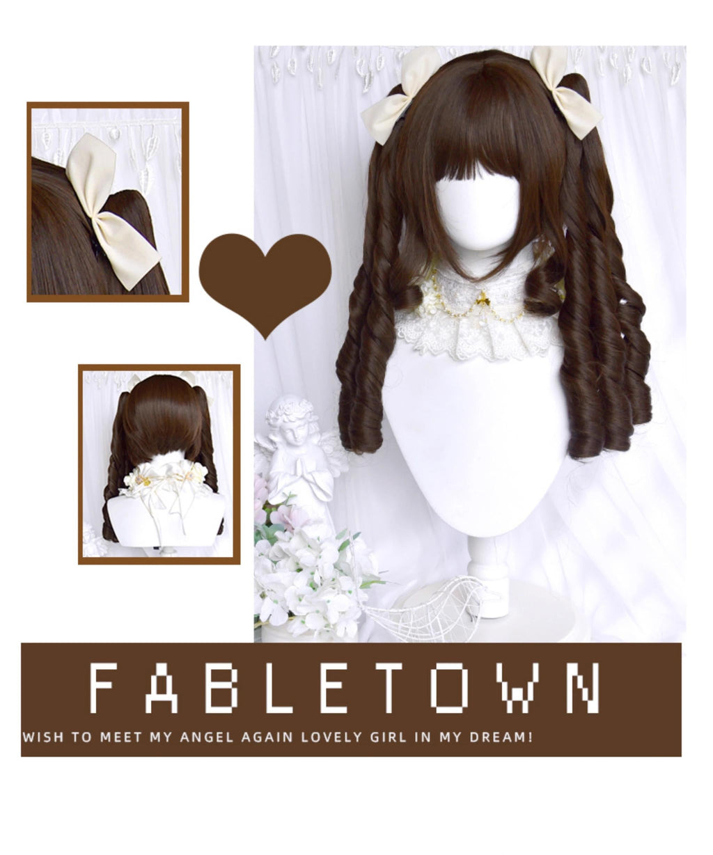Fairy Tale Town - Classic Lolita Dark Brown Curly Twin-Tail Wig - image 10