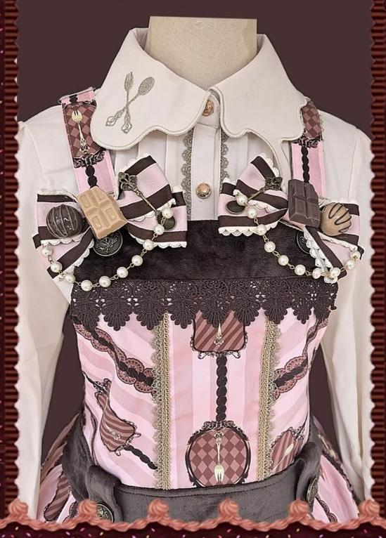 Chocolate Carousel - Peter Pan Collar Old School Lolita JSK Dress, Carousel Print and Accessories - image 14