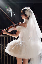 Pure White Prayer · Snow Love - Square Collar Ruffled Bow Lace Classic Gothic Lolita Dress Set - image 5