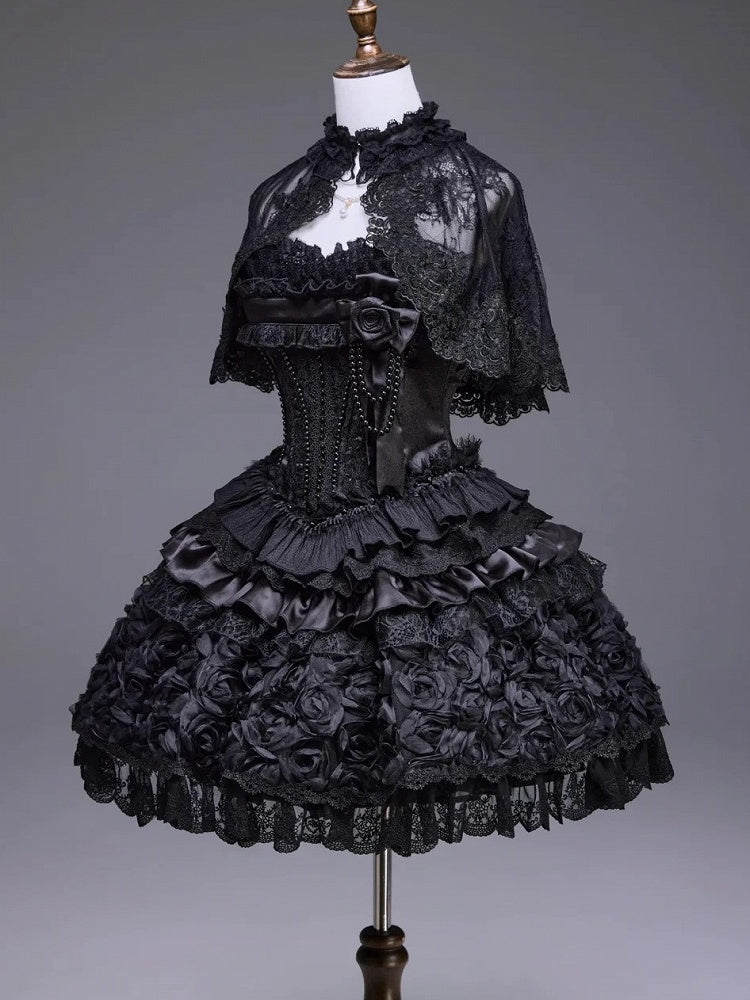 Black Kuro Elegant JSK, Cape and Overlay Set - image 9
