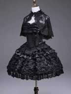 Black Kuro Elegant JSK, Cape and Overlay Set - image 9