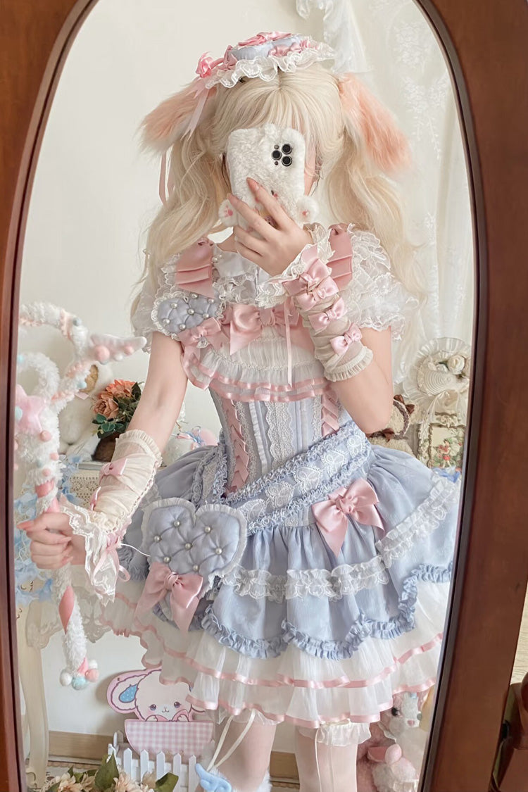 Triple-Layered Ruffled Bow Lace-Up Slim Ballet Sweet Lolita Dress - image 18