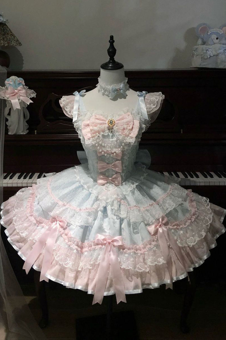 Blue Candy Satin Ballet Sweet Lolita JSK Dress - image 3
