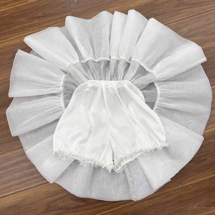 White and Black Shorts-Lining Lolita Petticoat - image 3