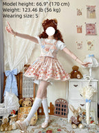 Little Bear Bonny - Kawaii Lolita Salopette, Bear & Dessert Print - image 6