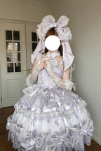 Halterneck Sweet Lolita JSK Dress with Head Bow and Train - image 5
