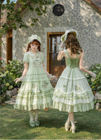 Green Grape - Embroidered Country Lolita OP Dress, Tiered JSK and Accessories - image 4