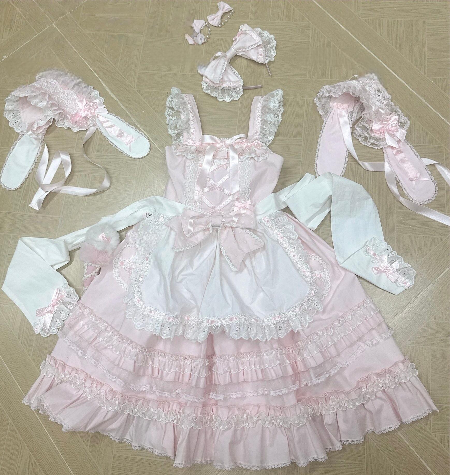 Little Dessert Chef - Old School Lolita JSK Dress, Cream-Like Ruffle and Accessories - image 22