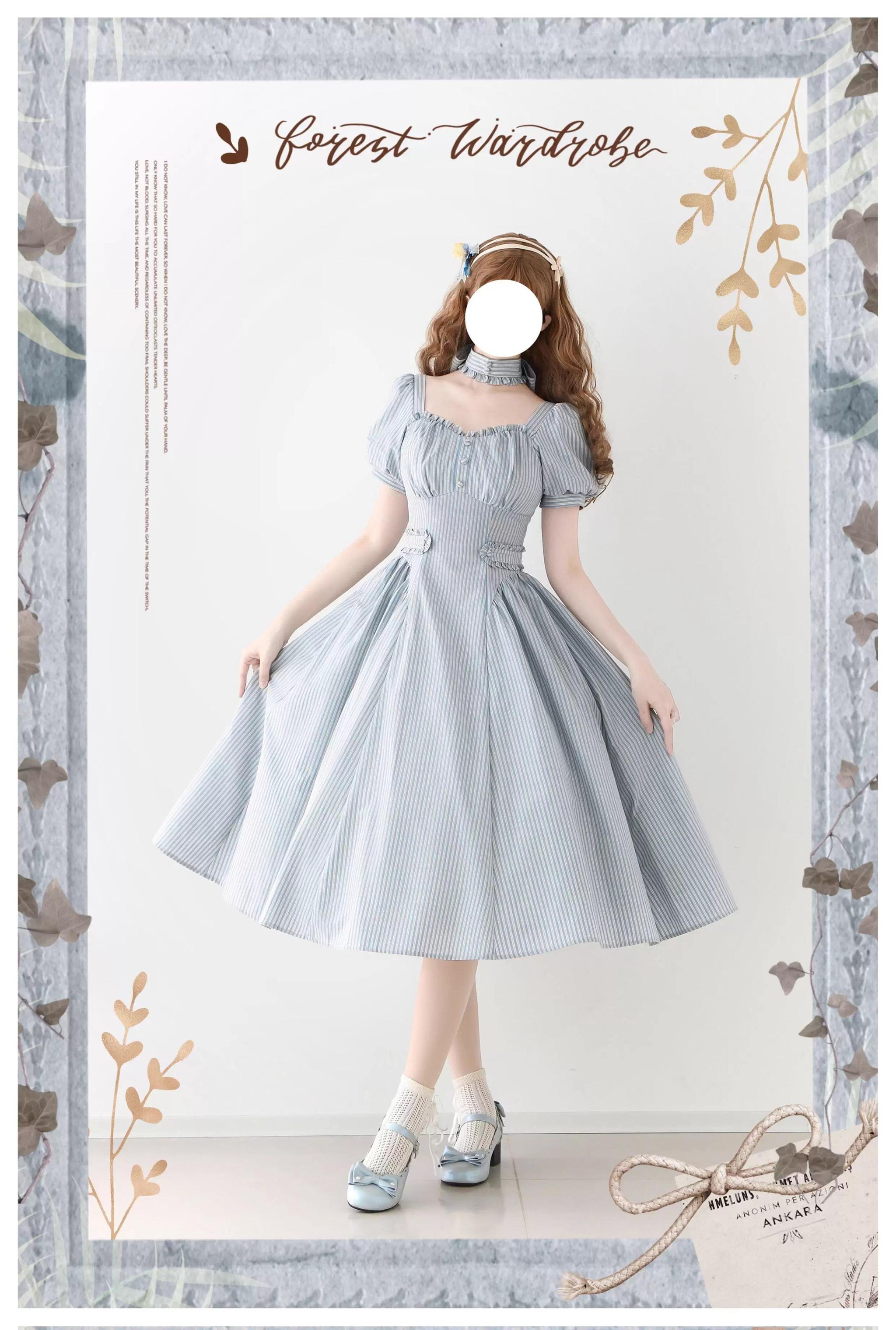 Chantilly Forest - Classic Lolita OP Dress With Square Neck & Underskirt - image 6