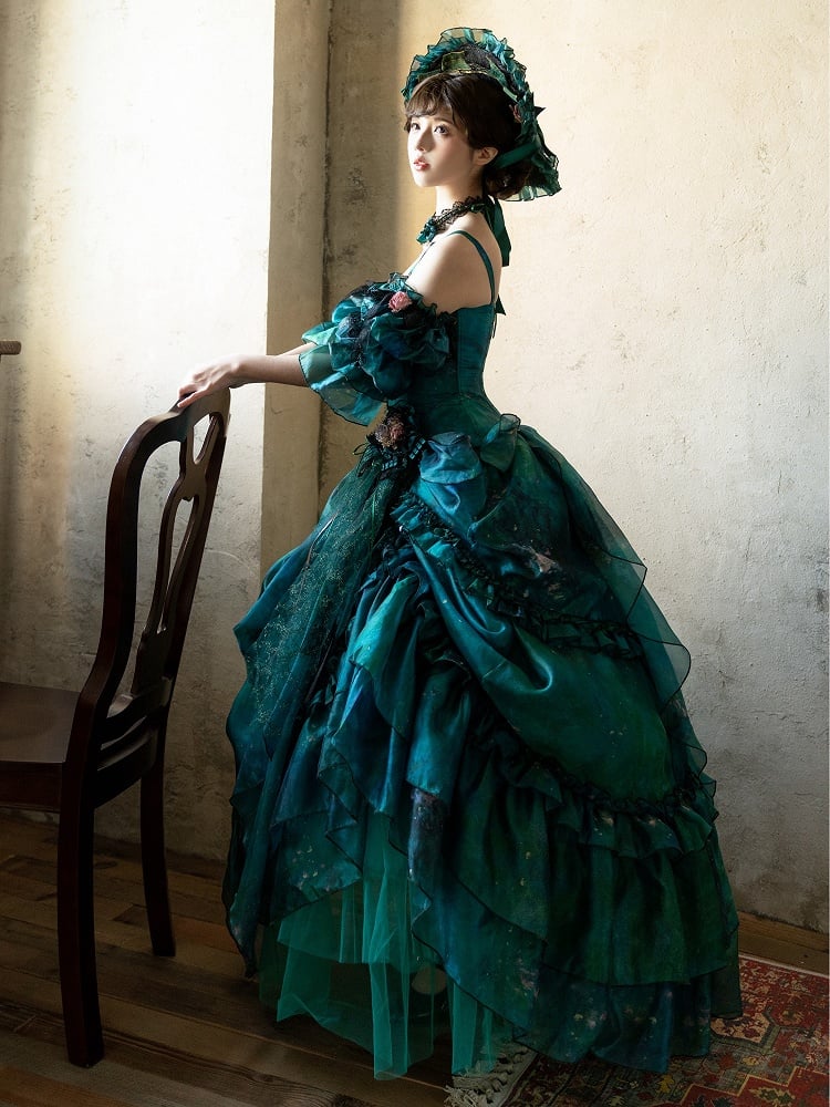 Green Forest Fairy Oil Painting Lolita Skirt - image 7