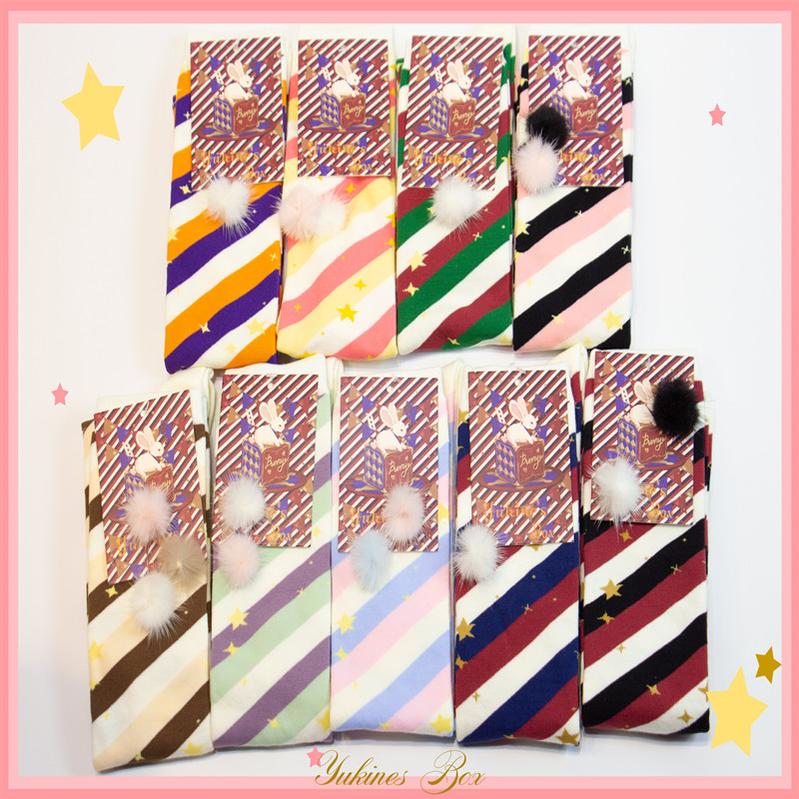 Macaron Lolita Cute Stripe Socks - image 1