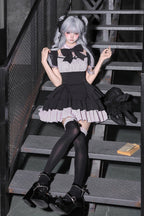 Square Collar Off Shoulder Short Sleeves Triple-Layered Bow Vintage Cool Lolita Dress - image 10