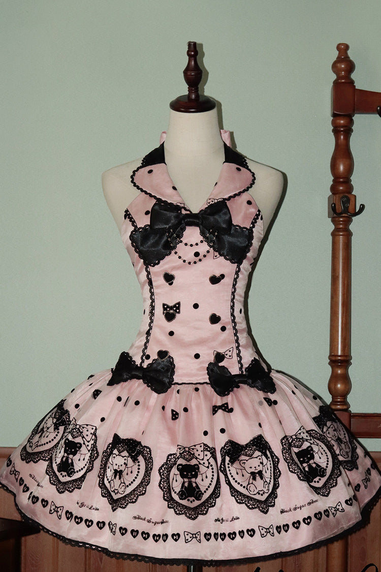 Sugar Bear - Halterneck Sleeveless Embroidered Bow Sweet Lolita Dress - image 3