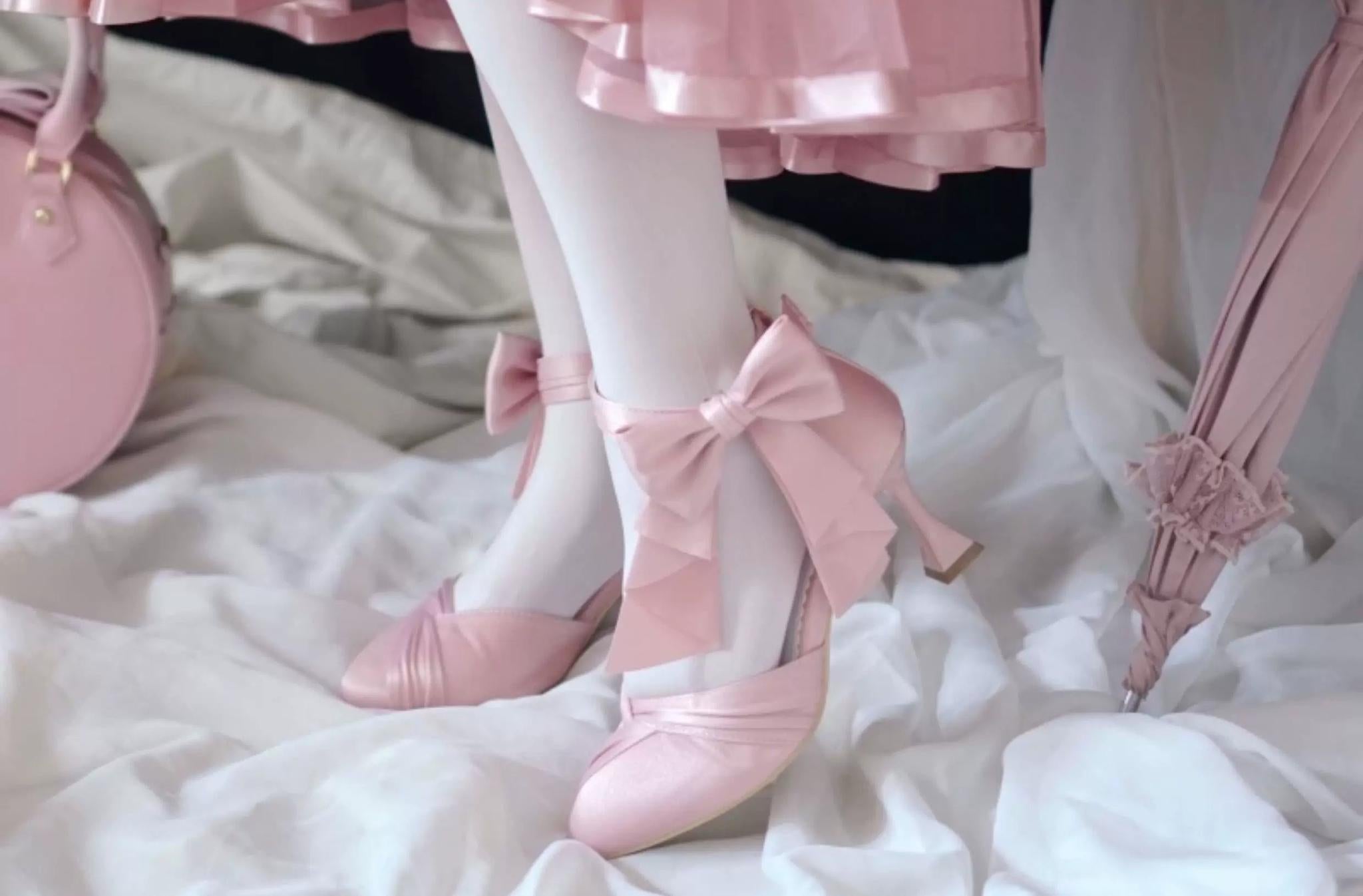 Coronation - Classic Lolita Wine Glass Heel Shoes with Detachable Bows - image 25