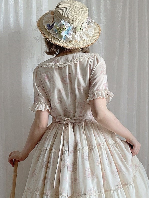 Pastoral Lamb Lolita Straw Hat with Flower and Bow Accents - image 4