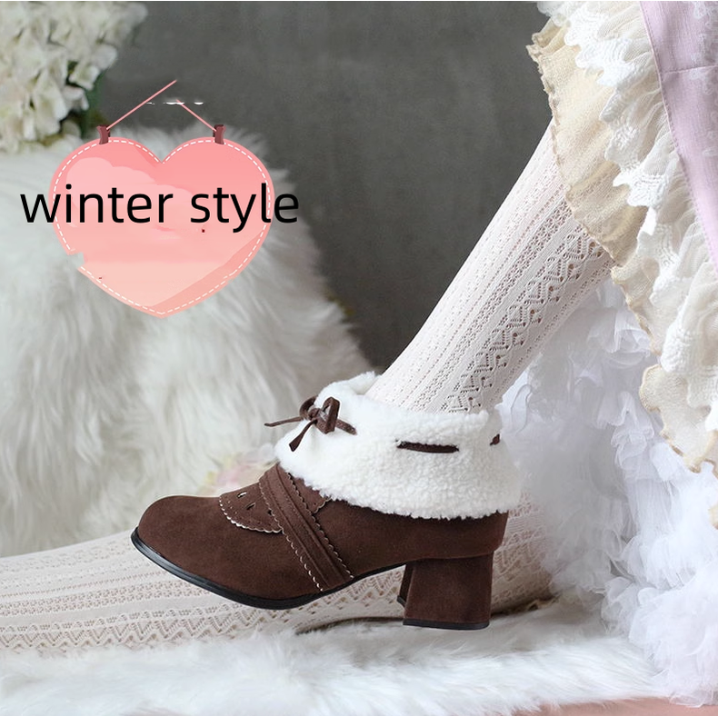 Kawaii Winter Lolita Multicolor Ankle Boots - image 13