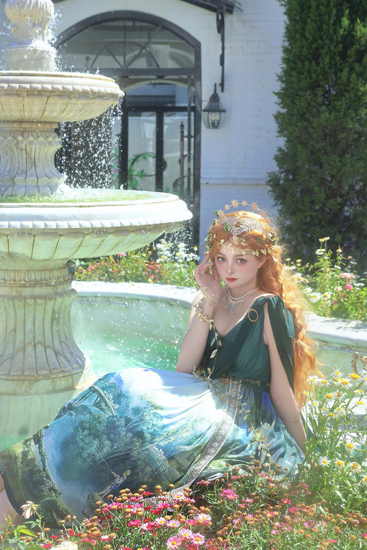 Grace in Favor - Oil Painting Sweet Lolita JSK Dress & Shoulder Sash - image 4