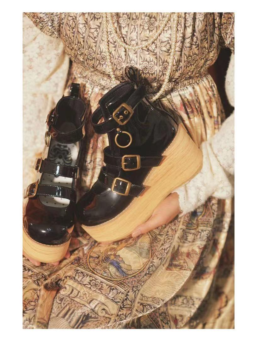 Retro Lolita Platform Shoes Round Toe Thick Sole - image 4