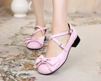 Bow and Low Heel Cross Band Lolita Leather Shoes - image 2