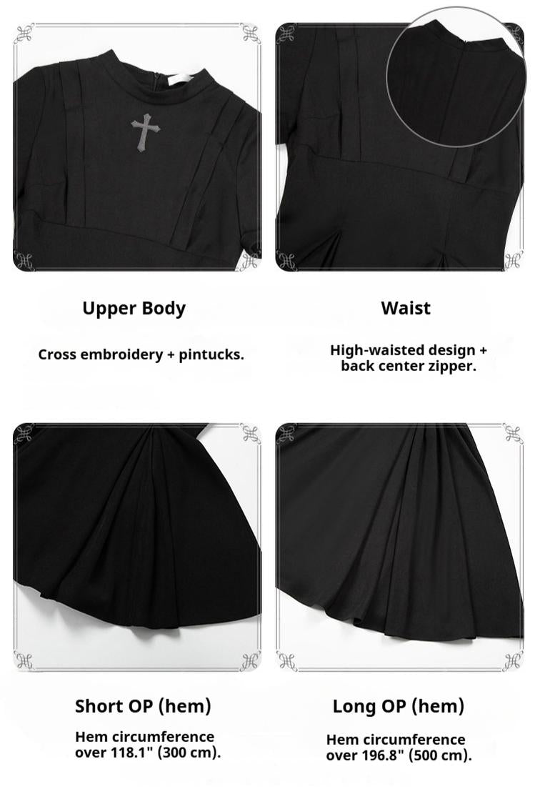 Nihil - Gothic Nun Lolita OP Dress, Irregular Hem Cape and Accessories - image 63