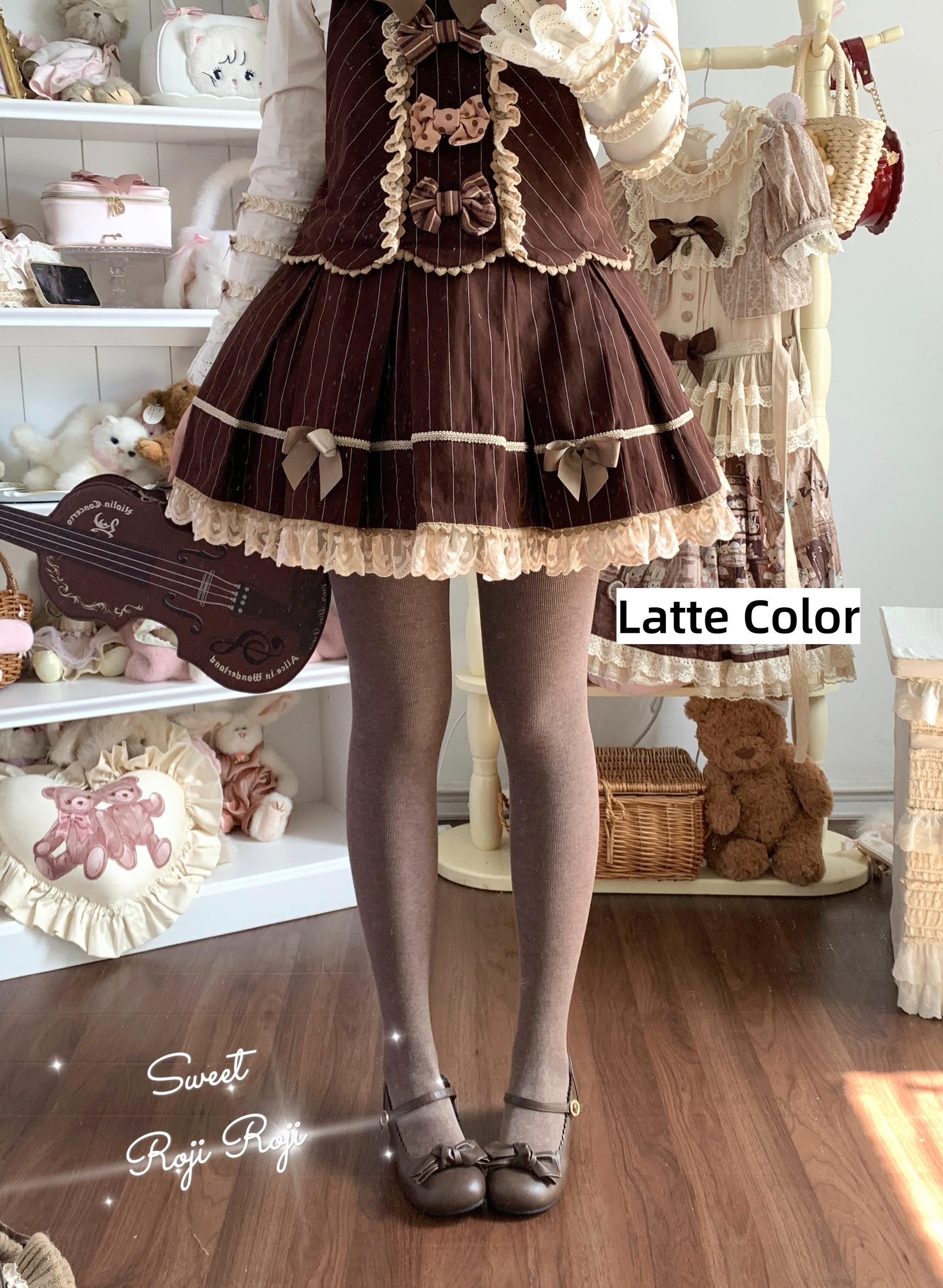 Kawaii Lolita Fleece-Lined Tights, Multiple Colors - image 7