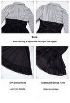 Dusk Moment - Classic Lolita Striped OP & Mermaid Dress Set, Fishbone Waist - image 25