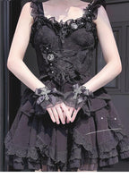 Gothic Lolita Cuffs with Cross Black and White Hand Sleeve - image 1