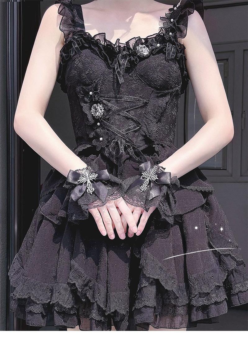 Gothic Lolita Cuffs with Cross Black and White Hand Sleeve - image 1