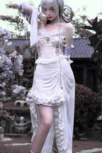 Redemption of the Deity - Drawstring Ruffle Embroidery Lace Pleated Gothic Lolita JSK Dress - image 4