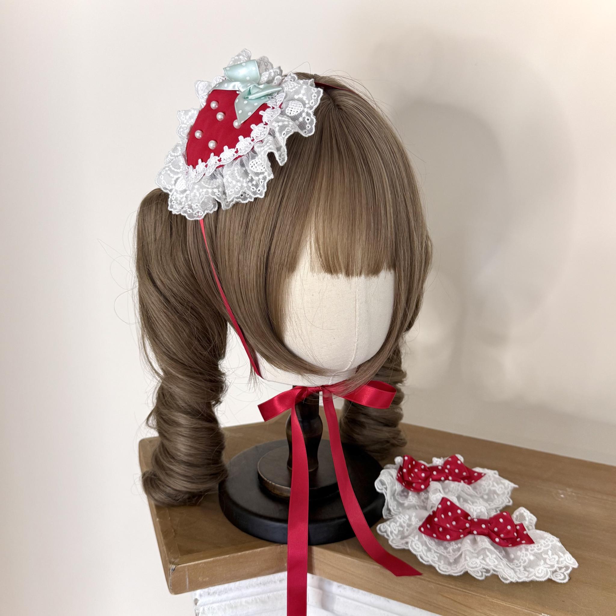 The Weird Strawberry Lady - Old School Lolita JSK, Hand-Studded Strawberry and Accessories - image 29
