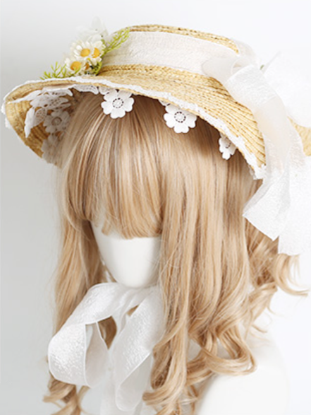 Xiaogui Flower Bow Lace Lolita Sunhat - image 3