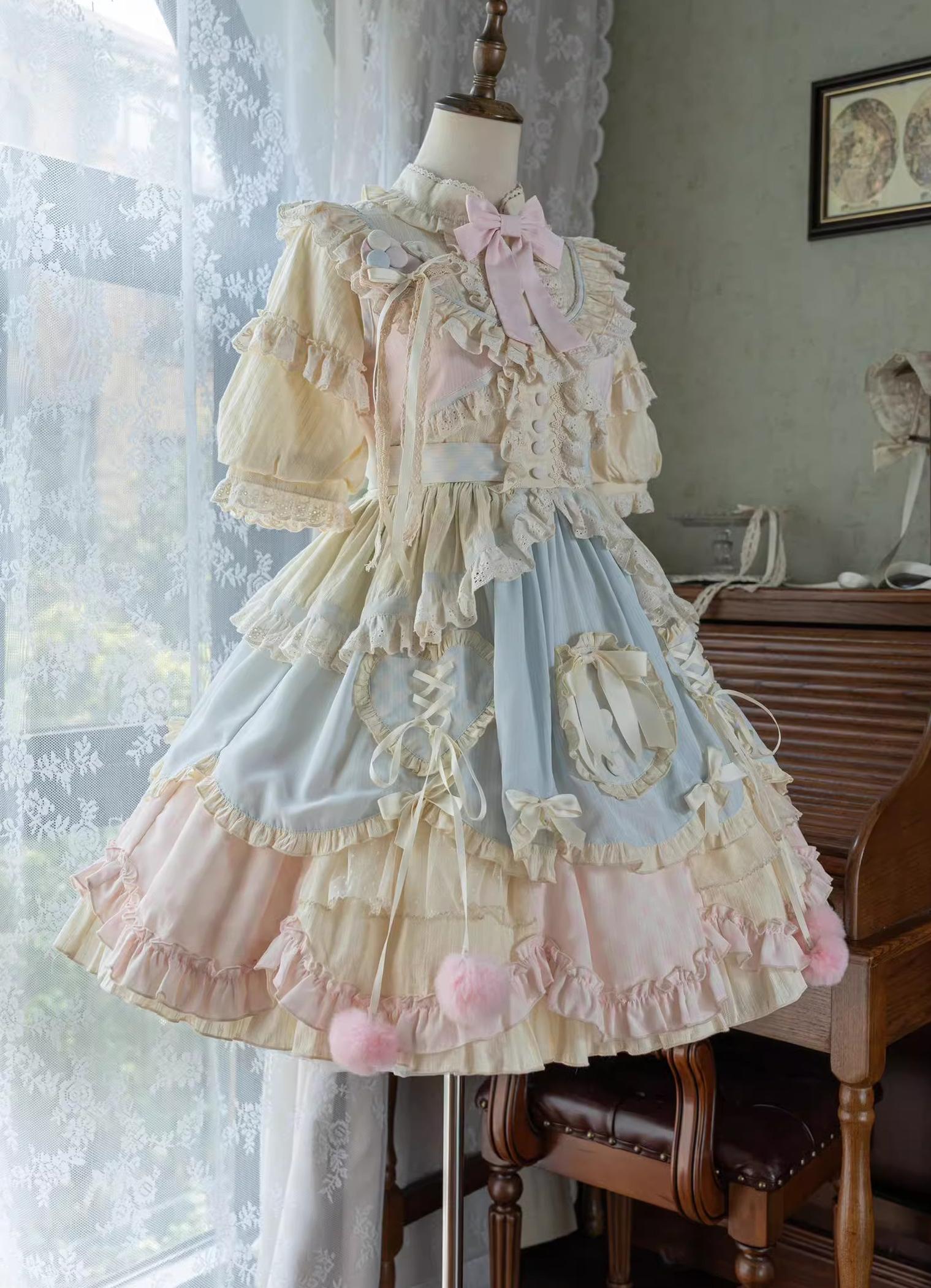Dreamy Macaron - Sweet Lolita JSK Dress Solid Color Shirt - image 13