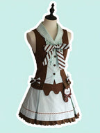 Mint Cocoa Bow Sleeveless Top and Ruffle Lace Skirt Set - image 1