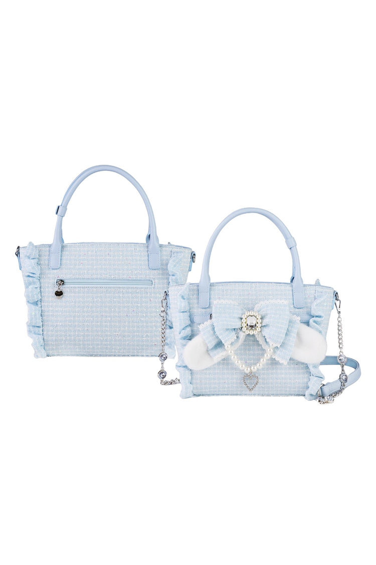 Sweet Ruffle Bowknot Pearl-Chain Lolita Handbag - image 9