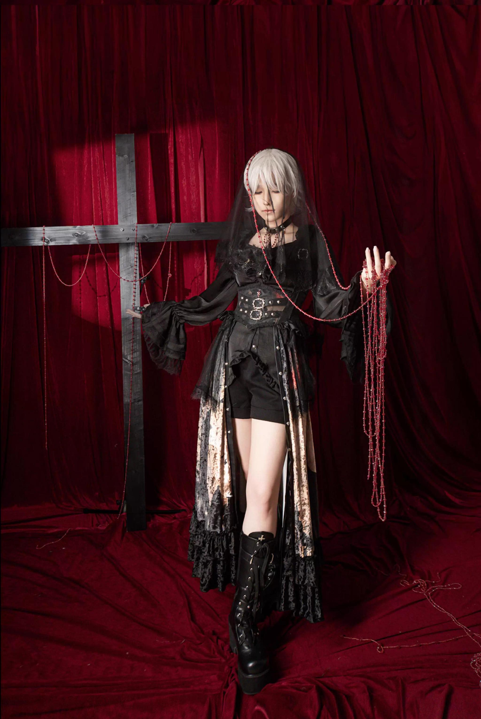 Heretic Nun - Halloween Gothic Lolita JSK Dress & Blouse Set - image 6