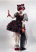 Shisan District - Wedding Lolita OP Suit with Angel Demon Wings - image 11