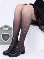 Gothic Lolita Black Gradient Printed Pantyhose - image 3
