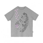Gray Crew Neck Tee with Distressed Print - innomoood - image 2