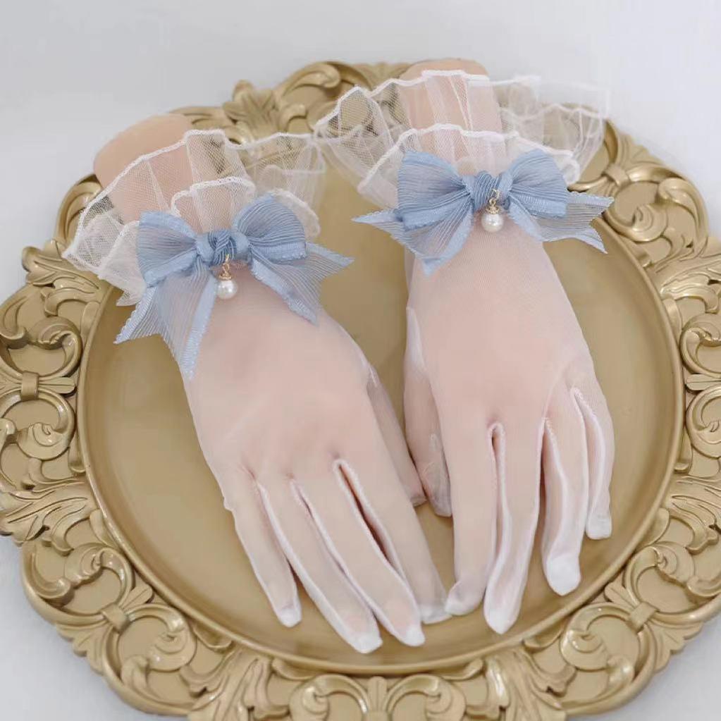 Elegant Lolita Bow Gloves, Retro Lace Glove - image 6