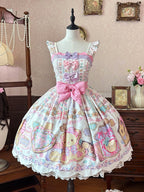 Adorable White Bear-Print Lace JSK with Ribbon Embellishments - Sweet Dream Shop - image 1