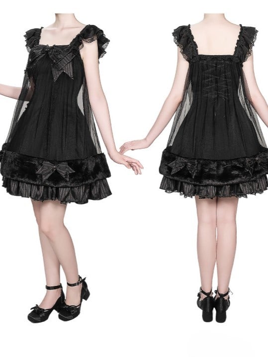 Black Gothic Pearl and Bow JSK Dress - image 6